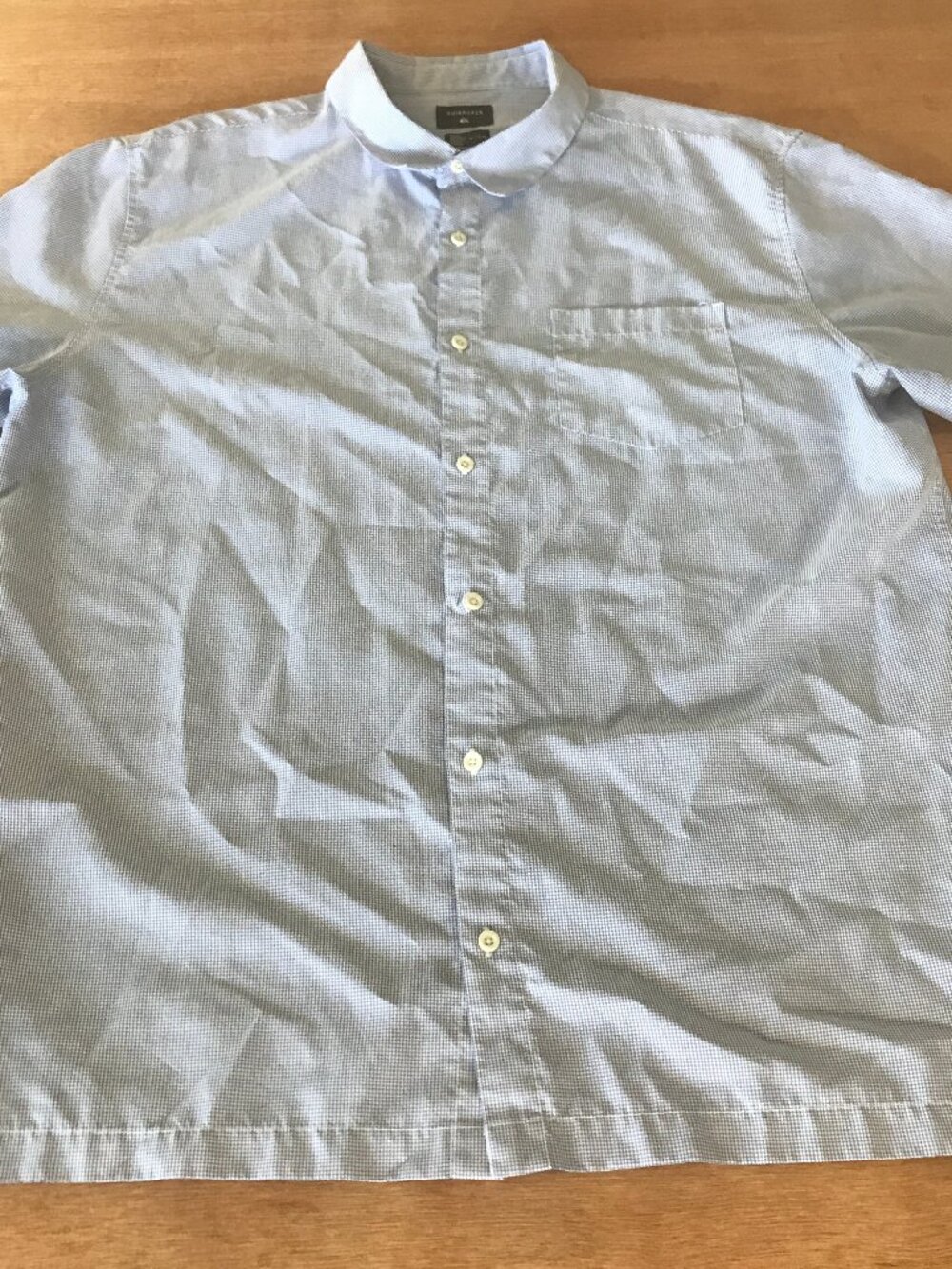 Quicksilver Regular Fit Shirt Men XL Blue Herringbone Button Up Pocket Collared